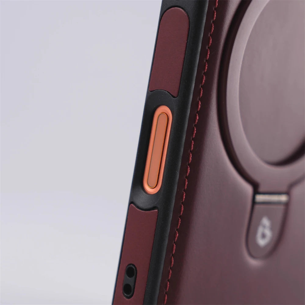 iPhone MagSafe Ring PU Leather Case