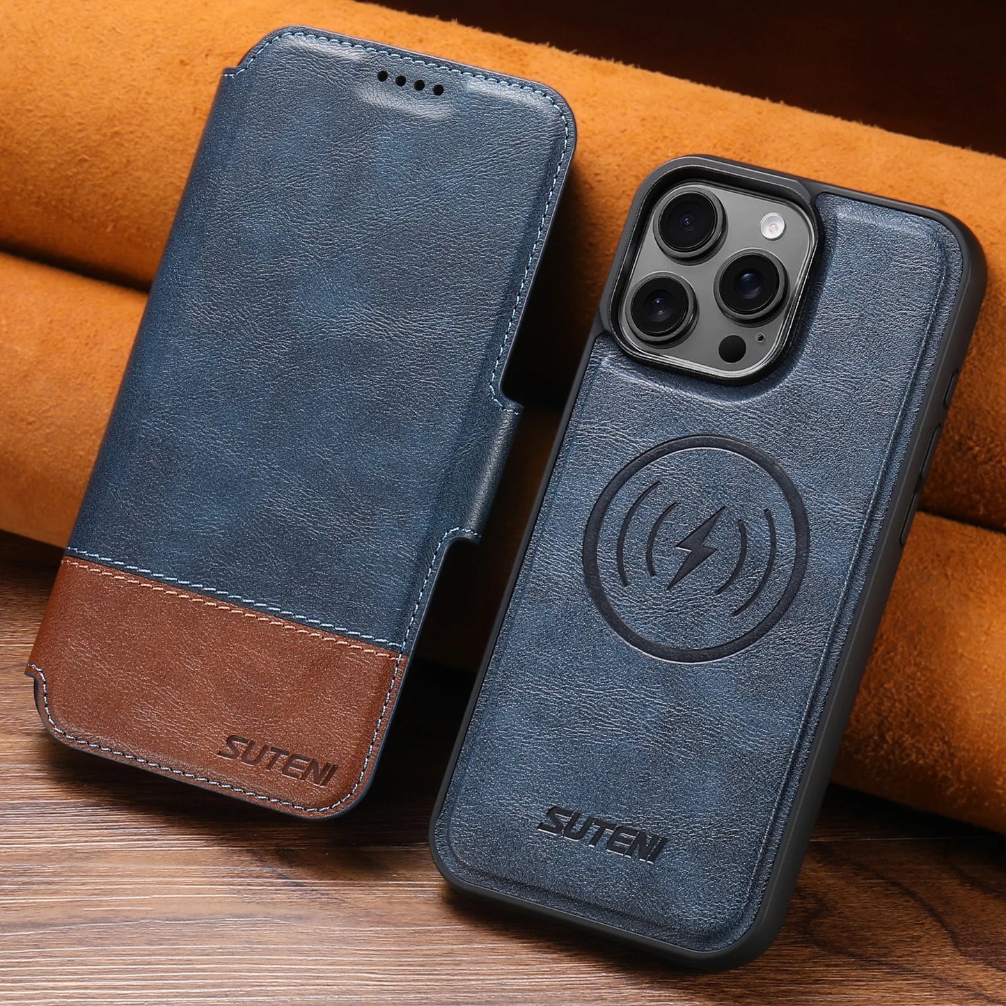 iPhone MagSafe Leather Flip Wallet Case