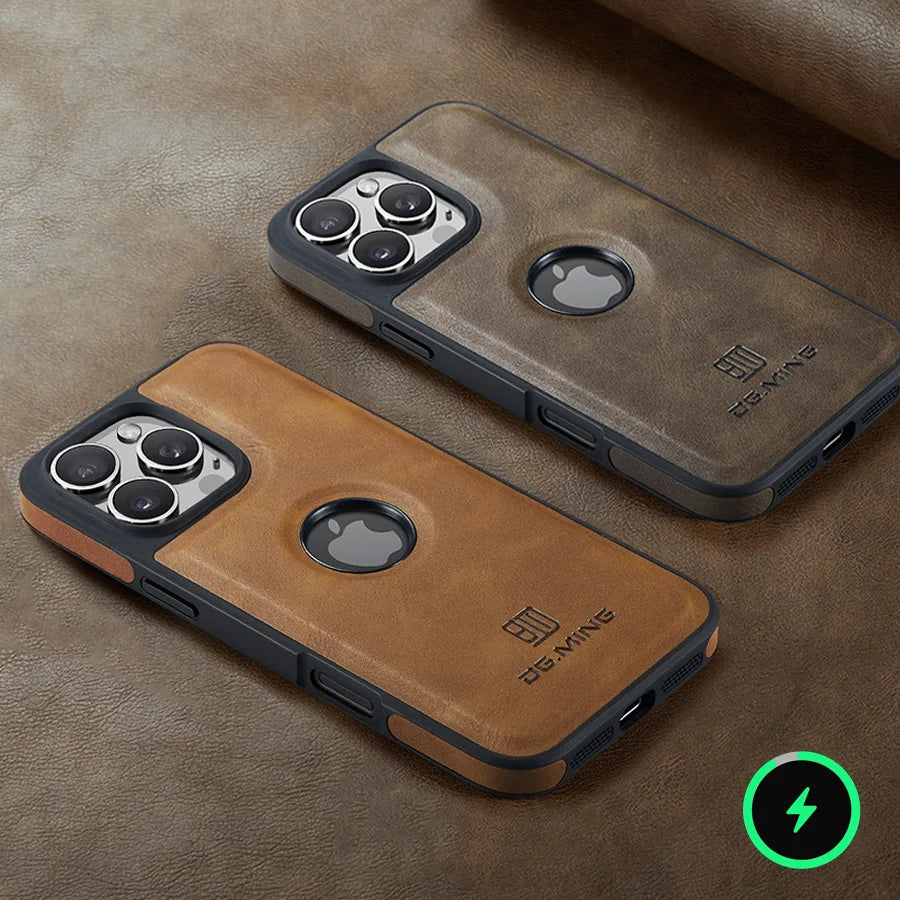 iPhone MagSafe Leather Logo View Case