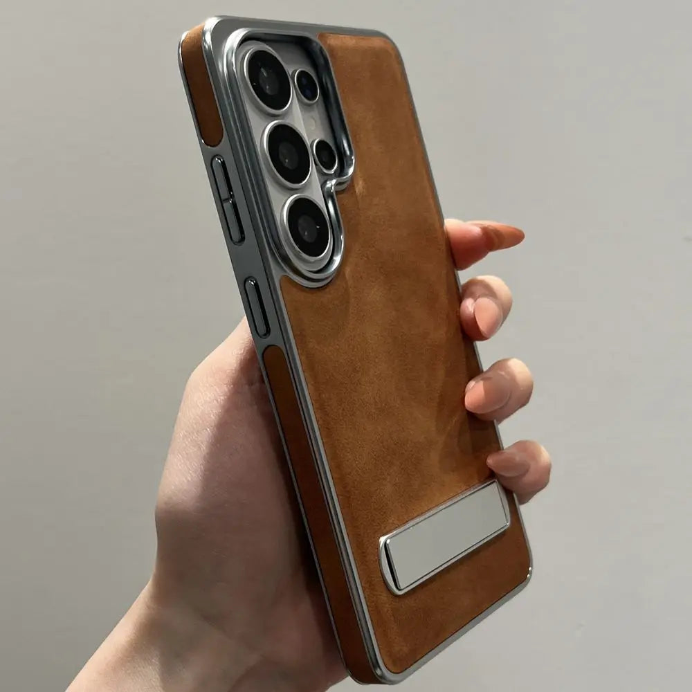Galaxy Leather Plating Foldable Case