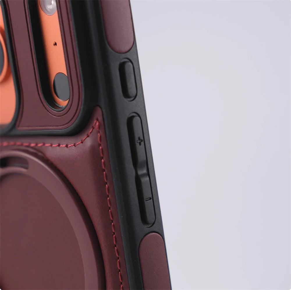 iPhone MagSafe Ring PU Leather Case