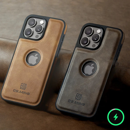iPhone MagSafe Leather Logo View Case