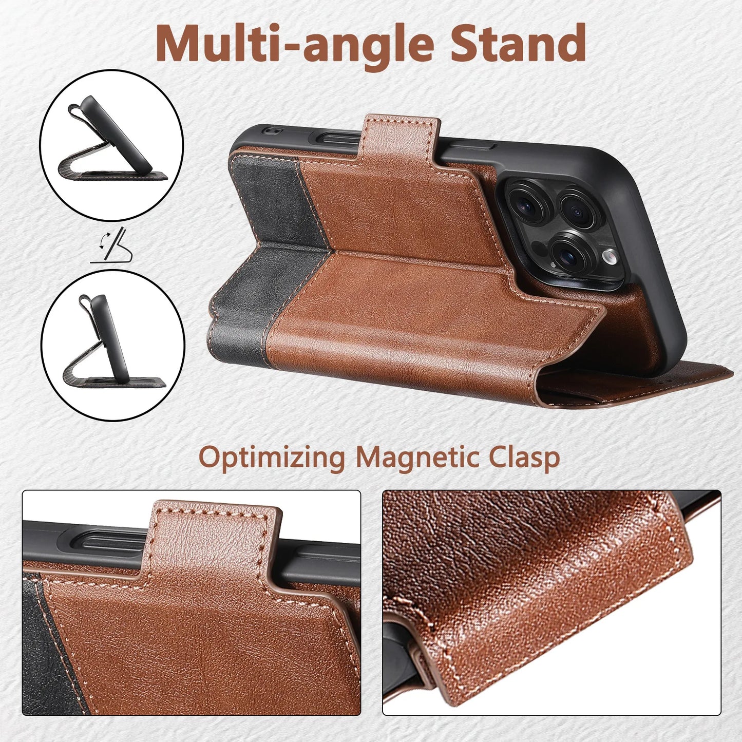 iPhone MagSafe Leather Flip Wallet Case