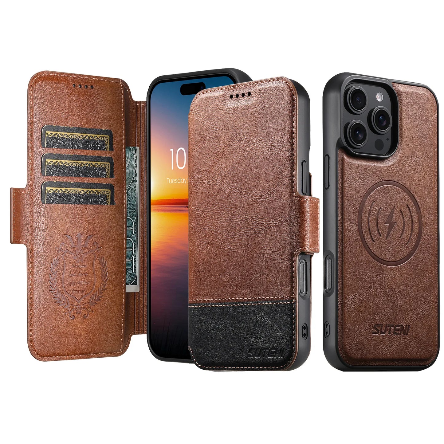 iPhone MagSafe Leather Flip Wallet Case