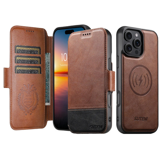 iPhone MagSafe Leather Flip Wallet Case