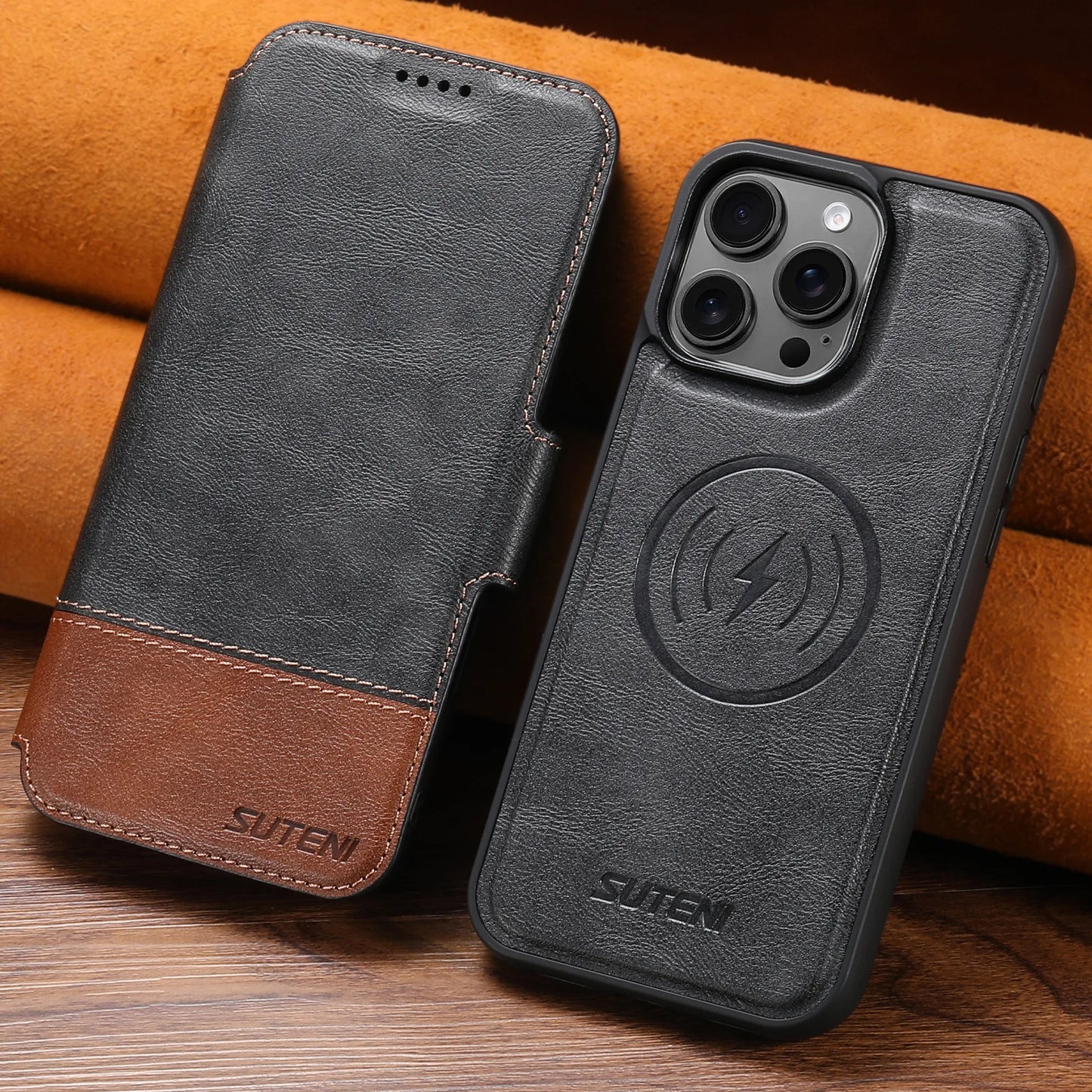 iPhone MagSafe Leather Flip Wallet Case